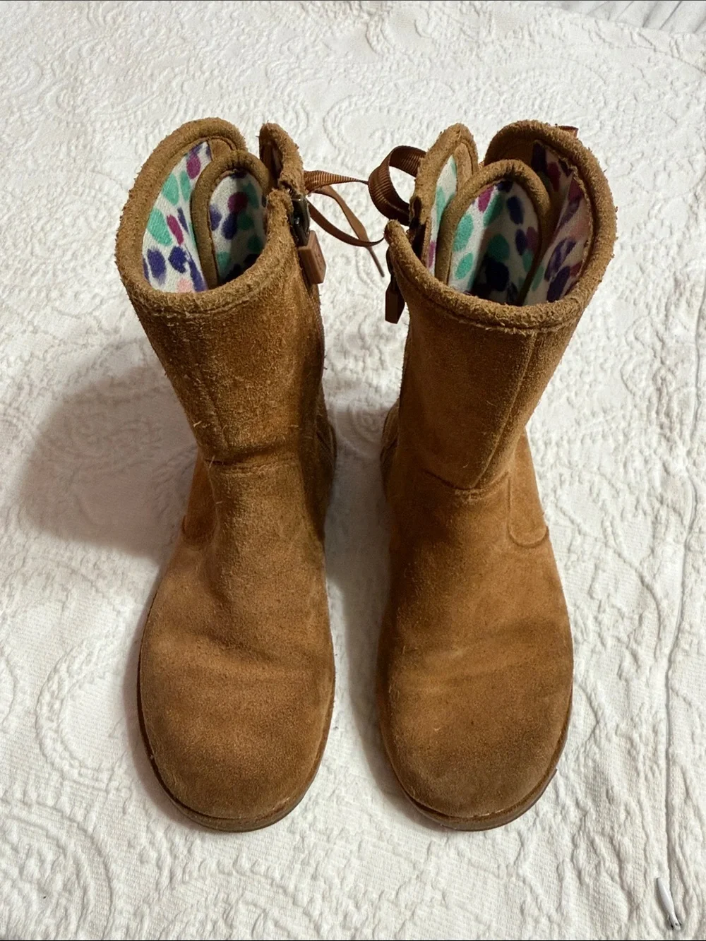 UGG Kids Size 12 Girls Chestnut Suede Lace-Up Boots